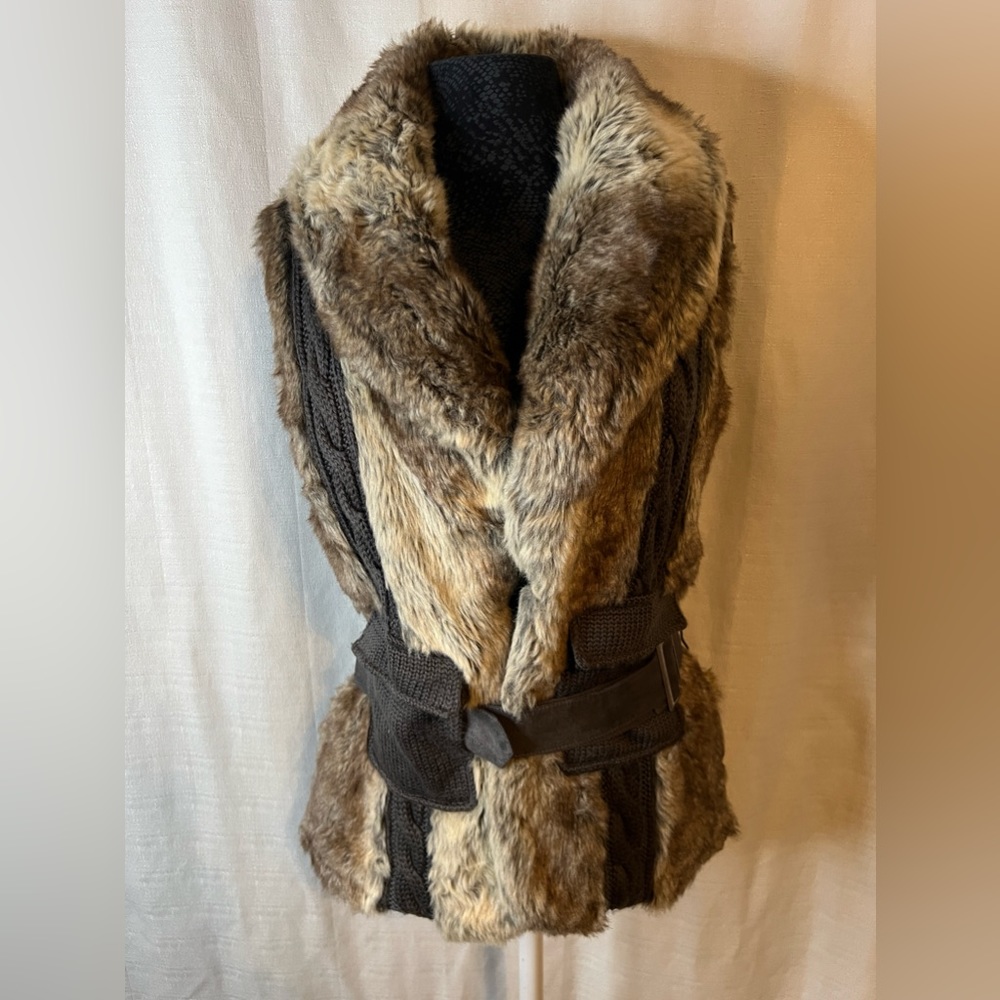 Boston Proper Sz Small Faux Fur Outer Shell Coat